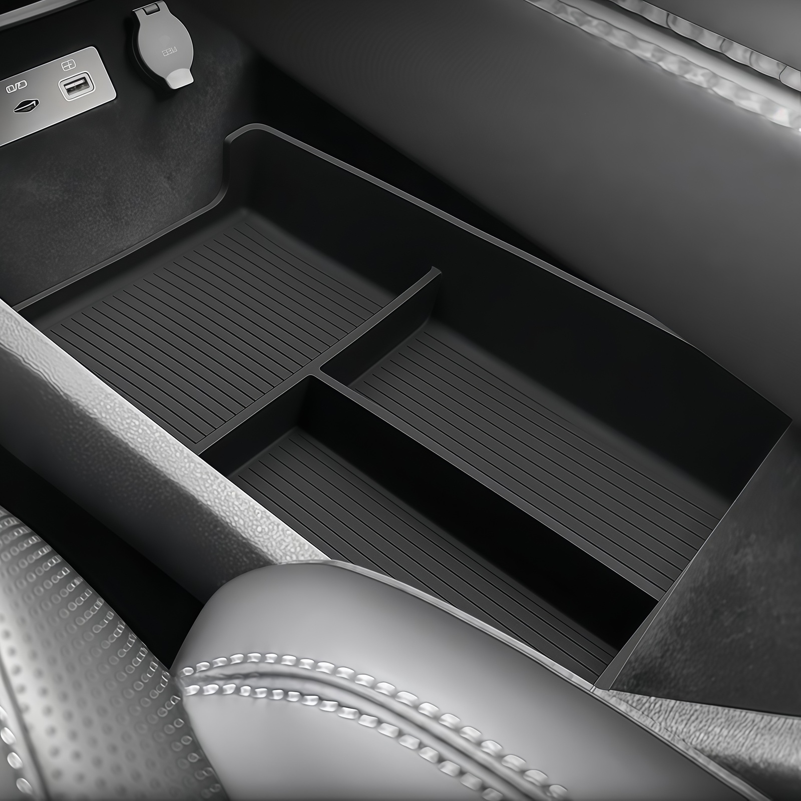 Tech Car Accessories - صينية تنظيم وتخزين سفلية للكونسول الوسطي