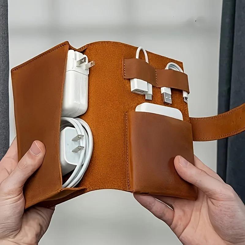 1 قطعة بو الجلود متعددة مقصورة - مراجعة Tech Accessories Storage وسعره